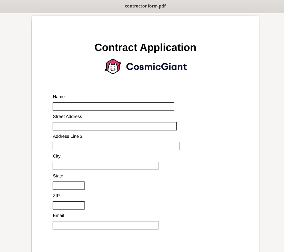 Form created using Libre Office